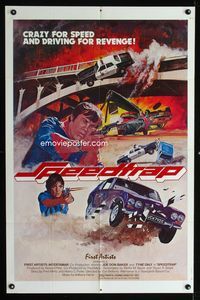 2s448 SPEEDTRAP one-sheet movie poster '77 Joe Don Baker, Tyne Daly, cool car chase artwork!