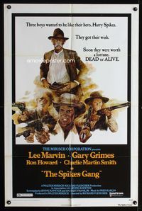 2s449 SPIKES GANG one-sheet movie poster '74 Lee Marvin, Ron Howard, cool cowboy artwork!