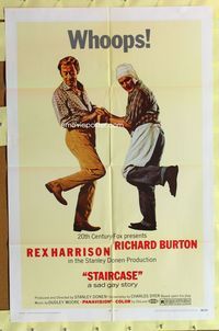 2s454 STAIRCASE one-sheet movie poster '69 Rex Harrison & Richard Burton in a sad gay story!