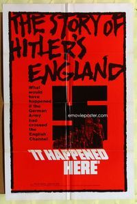 2s187 IT HAPPENED HERE int'l 1sheet '66 Hitler's England, spooky image of Nazis marching by Big Ben!