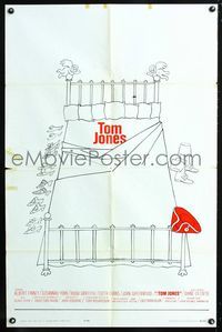 2s490 TOM JONES 1sheet '63 art of bed w/shoes, ultra rare pre-United Artists Lopert Films release!