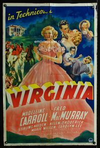 2s519 VIRGINIA one-sheet movie poster '41 Sterling Hayden, art of Madeleine Carroll in formal gown!