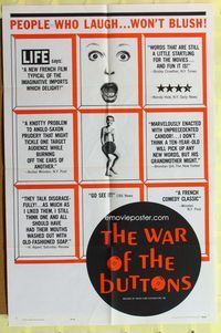 2s528 WAR OF THE BUTTONS reviews style one-sheet poster '62 La Guerre des Boutons, Jacques Dufilho