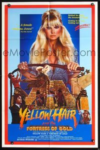 2s544 YELLOW HAIR & THE FORTRESS OF GOLD 1sh '84 sexy Laurene Landon w/whip, female Indiana Jones!
