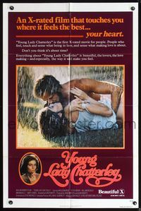 2s547 YOUNG LADY CHATTERLEY 1sheet '77 Harlee McBride, Peter Ratray, sexy lovemaking in rain image!