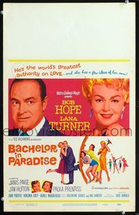 2t025 BACHELOR IN PARADISE window card '61 great images of Bob Hope romancing sexy Lana Turner!