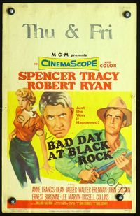 2t026 BAD DAY AT BLACK ROCK WC '55 art of Spencer Tracy, bad Robert Ryan & sexy Anne Francis!