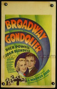 2t052 BROADWAY GONDOLIER WC '35 romantic image of Dick Powell & Joan Blondell, plus art of band!