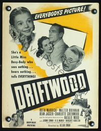 2t100 DRIFTWOOD window card poster '47 great image of adorable young Natalie Wood, Walter Brennan