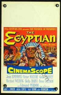 2t102 EGYPTIAN window card poster '54 great artwork of Jean Simmons, Victor Mature & Gene Tierney!