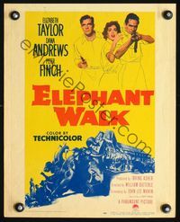 2t104 ELEPHANT WALK window card '54 sexy Elizabeth Taylor, Dana Andrews & Peter Finch in India!