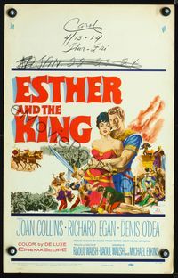 2t106 ESTHER & THE KING WC '60 Mario Bava, artwork of sexy Joan Collins & Richard Egan embracing!