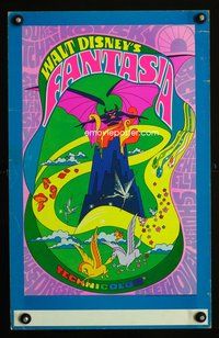 2t112 FANTASIA window card poster R70 Disney classic musical, great psychedelic fantasy artwork!