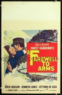 2t114 FAREWELL TO ARMS window card movie poster '58 Rock Hudson, Jennifer Jones, Ernest Hemingway