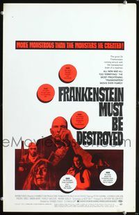 2t126 FRANKENSTEIN MUST BE DESTROYED WC '70 Peter Cushing is more monstrous than his monster!