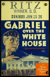 2t127 GABRIEL OVER THE WHITE HOUSE WC '33 art of President Walter Huston over downtrodden crowd!