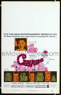 2t129 GAY PURR-EE window card poster '62 Judy Garland, Robert Goulet, Red Buttons, cartoon cats!