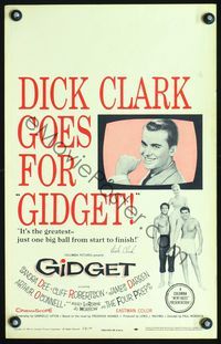 2t132 GIDGET WC '59 cool TV image of Dick Clark promoting Sandra Dee, James Darren & Robertson!