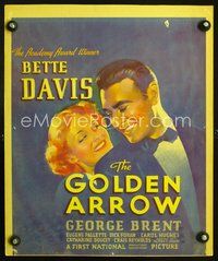2t139 GOLDEN ARROW window card '36 wonderful romantic art of smiling Bette Davis & George Brent!