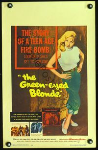 2t148 GREEN-EYED BLONDE window card '57 sexy smoking bad girl Susan Oliver in tight sweater & jeans!