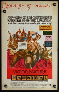 2t153 HANNIBAL window card movie poster '60 great artwork of barechested Victor Mature, Edgar Ulmer