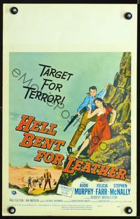 2t162 HELL BENT FOR LEATHER WC '60 art of Audie Murphy with shotgun protecting Felicia Farr!
