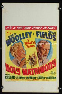 2t171 HOLY MATRIMONY window card poster '43 wacky romantic art of Monty Woolley & Gracie Fields!