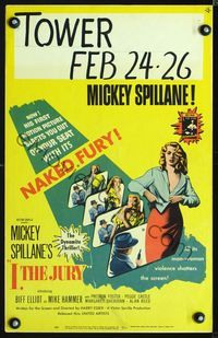 2t182 I THE JURY WC '53 Mickey Spillane, Mike Hammer, great 3-D images of sexy girl stripping!
