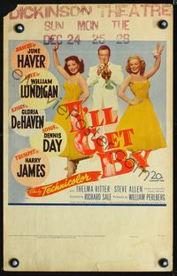 2t185 I'LL GET BY window card '50 sexy June Haver, Gloria DeHaven & Harry James playing his trumpet!