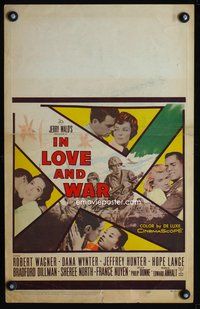 2t188 IN LOVE & WAR window card movie poster '58 U.S. Marine Robert Wagner, Dana Wynter, Jeff Hunter