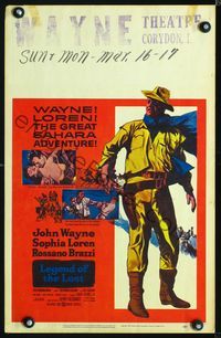2t228 LEGEND OF THE LOST window card movie poster '57 John Wayne tangles with sexiest Sophia Loren!