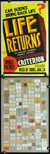 2t233 LIFE RETURNS WC '35 can science bring back life, Dr. Cornish's dramatic miracle picture!