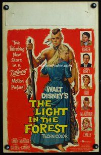 2t234 LIGHT IN THE FOREST window card poster '58 Disney, art of Native American James MacArthur!