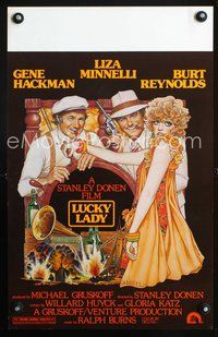 2t249 LUCKY LADY WC '75 art of Gene Hackman, Liza Minnelli & Burt Reynolds by Richard Amsel!
