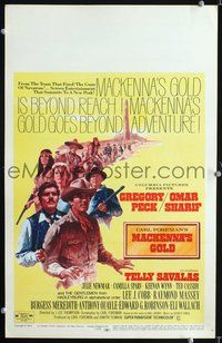 2t254 MacKENNA'S GOLD window card poster '69 Gregory Peck, Omar Sharif, Telly Savalas, Julie Newmar