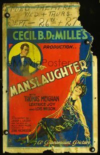 2t259 MANSLAUGHTER WC '22 Cecil B DeMille, art of Thomas Meighan pointing at sexy Leatrice Joy!