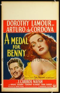 2t264 MEDAL FOR BENNY WC '45 Arturo de Cordova, ultra sexy close up artwork of Dorothy Lamour!