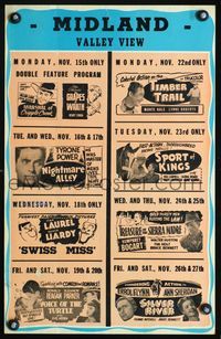 2t267 MIDLAND VALLEY VIEW local theater WC '48 Grapes of Wrath, Treasure of Sierra Madre, Swiss Miss