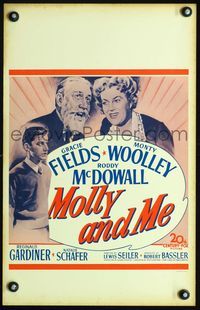 2t273 MOLLY & ME window card poster '45 artwork of Gracie Fields, Monty Woolley & Roddy McDowall!