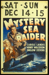 2t282 MYSTERY SEA RAIDER WC '40 sexy Carole Landis clings to sailor Henry Wilcoxon with gun!