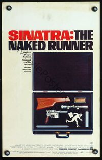 2t283 NAKED RUNNER window card poster '67 Frank Sinatra, cool sniper rifle gun in suitcase image!