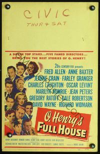 2t296 O. HENRY'S FULL HOUSE window card '52 Marilyn Monroe pictured plus many other top stars!