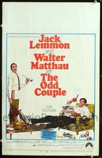 2t297 ODD COUPLE WC '68 art of best friends Walter Matthau & Jack Lemmon by Robert McGinnis!