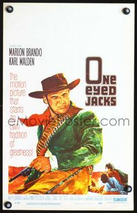 2t298 ONE EYED JACKS window card movie poster '61 great artwork of star & director Marlon Brando!