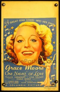 2t300 ONE NIGHT OF LOVE WC '34 great close up headshot art of pretty Grace Moore & full-length!