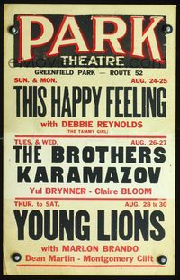 2t314 PARK THEATRE AUGUST 24-30 local theater WC '58 This Happy Feeling w/Reynolds, Young Lions