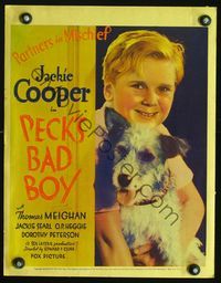 2t321 PECK'S BAD BOY WC '34 wonderful image Jackie Cooper and his canine dog partner in mischief!