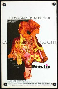 2t325 PETULIA window card movie poster '68 cool artwork of pretty Julie Christie & George C. Scott!