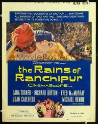 2t350 RAINS OF RANCHIPUR WC '55 Lana Turner, Richard Burton, rains couldn't wash their sin away!