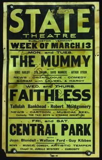 2t398 STATE THEATRE MARCH 13 WC '32 The Mummy with Boris Karloff, Scram with Laurel & Hardy!